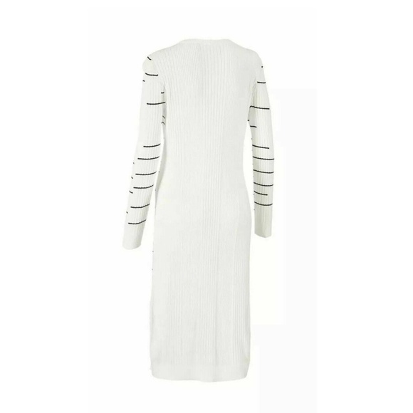 Cabi Dashes Sweater Long Duster White Button Front Ribbed Sz Small - Picture 3 of 8